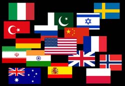Graphic showcasing various world national flags