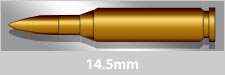 Graphical image of a 14.5mm heavy rifle round (Soviet)