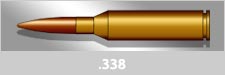 Graphical image of a .338 rifle cartridge
