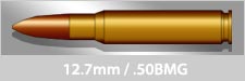 Graphical image of a 12.7mm / .50BMG machine gun / rifle round