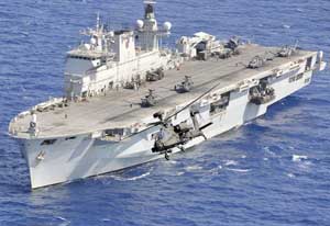 Image of HMS Ocean in action.