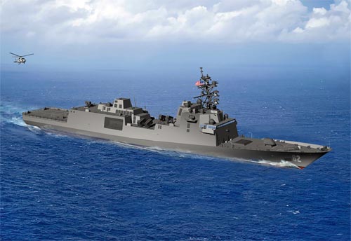 Artist rendering of the proposed Constellation-class guided-missile frigate; USN Public Release.