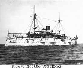 Portside view of the USS Texas at sea