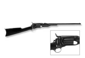 Right side view of the Colt Model 1855 Revolving Carbine; the revolving cylinder can be seen to good effect