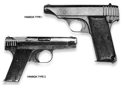Image showing both major Types of the Hamada pistol line with obvious cosmetic differences.