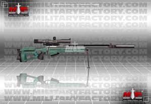 Right side profile illustration view of the Izhmash SV-98 sniper rifle; color