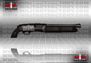 Right side profile illustration view of the KS-23 shotgun carbine; color