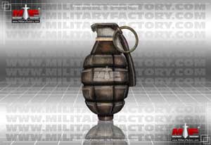 Artist profile view of the Mk 1 fragmentation hand grenade
