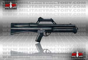 Right side profile illustration view of the NeoStead NS2000 shotgun; color
