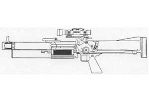Right side diagram view of the EX 41 grenade launcher