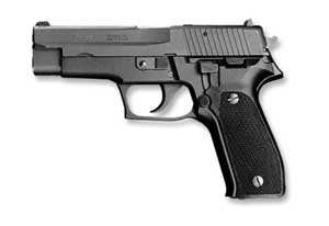 Left side view of the SIG-Sauer P226 semi-automatic pistol