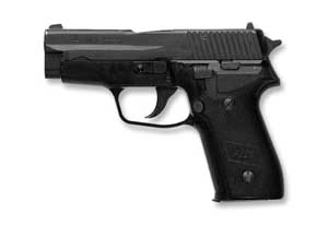 Left side profile view of the SIG Sauer P228 semi-automatic pistol
