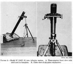 Two views of the Type 97 81mm infantry mortar