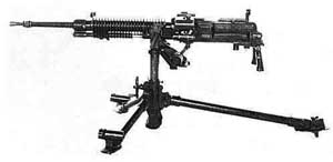 Left side view of the Type 92 Heavy Machine Gun with its required tripod