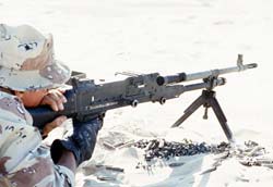 British Army soldier firing L7 General Purpose Machine Gun